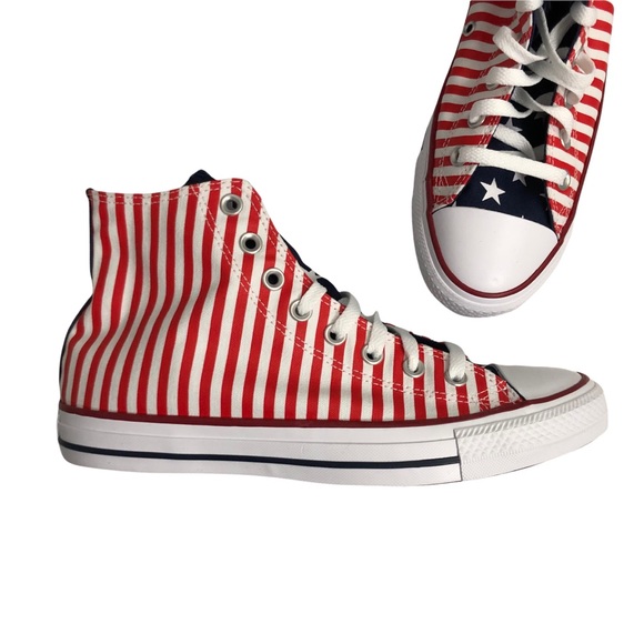 Converse Patriotic CTAS Chuck Taylor All Star Hi Top Sneakers Red White Blue - Picture 9 of 9